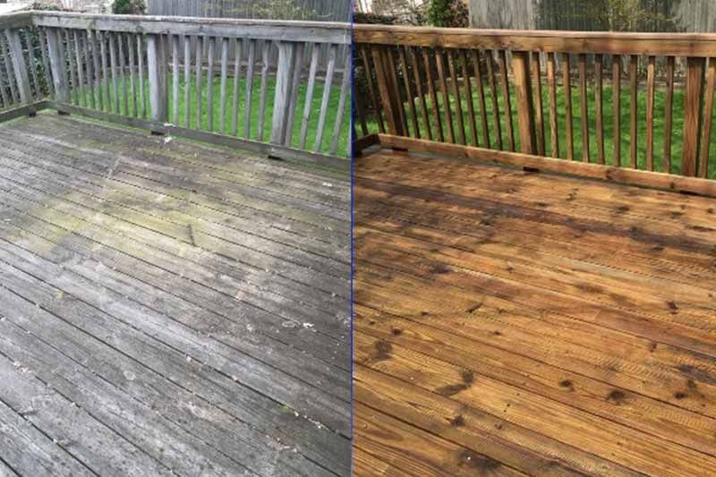 Before and After Deck Pressure Washing